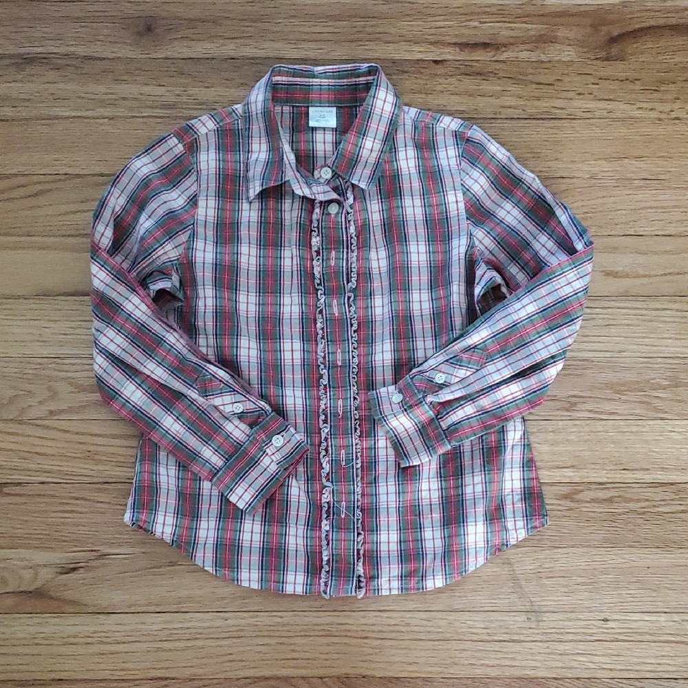 Crewcuts Girls Plaid Shirt - Red and Green Size 6